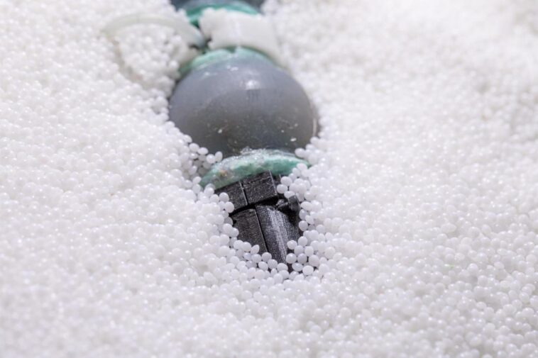 The robot shows off its burrowing capabilities in a granular media